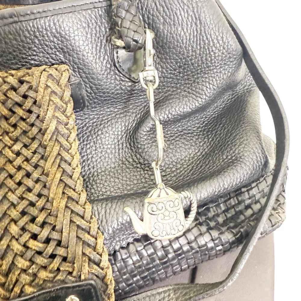 Brighton Vintage Leather Woven Satchel‎ Black